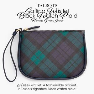Talbots Saffino Wristlet Black Watch Plaid Blue and Green
Heritage Green /Indigo